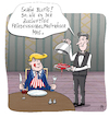 Cartoon: Donalds big meal (small) by Rebecca-Meyer tagged trump,friedensnobelpreis,steak,blutig,restaurant,kellner,sprechblase,sarkasmus,satire,politik,usa,weltfrieden,messer,gabel,rohes,fleisch,doppelbedeutung,schwarzer,humor,friedensverhandlungen,kriegspräsident,serviertipp,karikatur,medienkritik,machtgier,zynismus,nobelpreis,kandidat,ironie