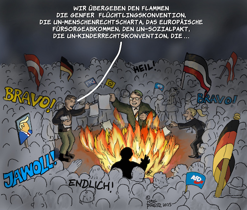 Cartoon: Bücherverbrennung 2.0 (medium) by Karl Berger tagged afd,fpö,identitäre,rechtsruck,afd,fpö,identitäre,rechtsruck