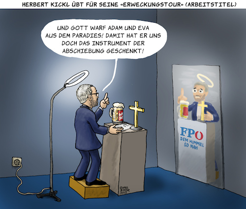 Cartoon: Die Scheinheiligen (medium) by Karl Berger tagged rechtsextremismus,christentum,kickl,fpö,österreich,rechtsextremismus,christentum,kickl,fpö,österreich