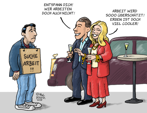 Cartoon: Erben ist besser (medium) by Karl Berger tagged arbeit,erben,steuern,richkids,arbeit,erben,steuern,rich,kids
