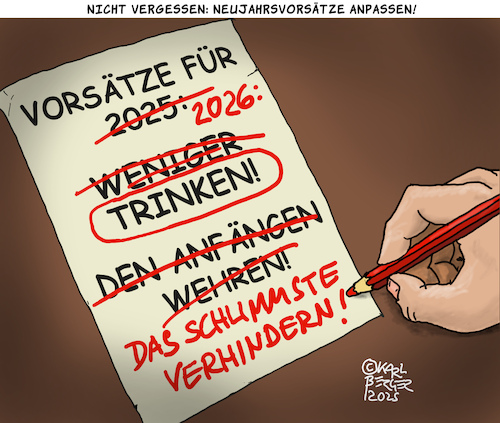 Cartoon: Neujahrsvorsätze (medium) by Karl Berger tagged 2026,neujahr,vorsätze,2026,neujahr,vorsätze