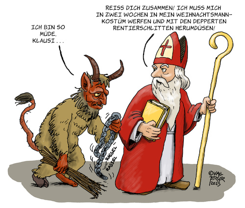 Cartoon: Nikolaus (medium) by Karl Berger tagged nikolaus,krampus,weihnachten,nikolaus,krampus,weihnachten