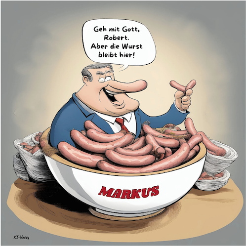 Cartoon: Armes Würstchen (medium) by A Human tagged wurst,würstchen,wurstfresser,söder,csu,bayern,habeck,grüne,abgang,berlin,bildzeitung,frust,poltik,deutschland,wurst,würstchen,wurstfresser,söder,csu,bayern,habeck,grüne,abgang,berlin,bildzeitung,frust,poltik,deutschland