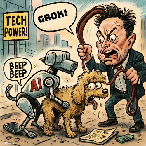 Cartoon: Grokdog (medium) by KI-Vossy tagged grok,indonesia,elon,musk,chatbot,ai,pornographic,country,tool,europe,eu,asia,app,sexualised,indonesien,usa,sperrung,ki,pornografisch,europa,asien,grok,indonesia,elon,musk,chatbot,ai,porn,pornographic,country,tool,europe,eu,asia,app,sex,sexualised,indonesien,usa,sperrung,ki,pornografisch,europa,asien
