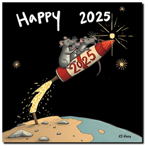 Cartoon: HNY 2025 (medium) by A Human tagged neujahrsgrüße,2025,ratten,rats,feuerwerk,fireworks,neujahrsgrüße,2025,ratten,rats,feuerwerk,fireworks