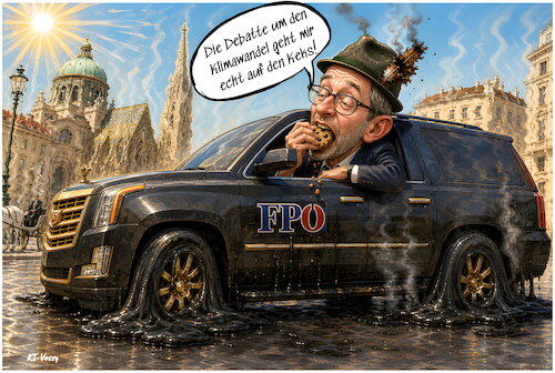 Cartoon: Kicklklima (medium) by KI-Vossy tagged kickl,klimawandel,österreich,keks,fpö,suv,lügenpresse,lügenpropaganda,wien,hitze,trockenheit,sommer,kickl,klimawandel,österreich,keks,fpö,suv,lügenpresse,lügenpropaganda,wien,hitze,trockenheit,sommer