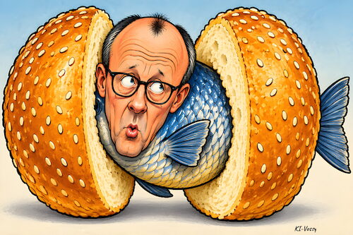 Cartoon: Schnäppchen-Häppchen (medium) by KI-Vossy tagged cdu,mecklenburg,vorpommern,fischbrötchen,merz,bundekanzler,slogan,wahl,wahlplakat,fisch,ostsee,schwesig,deutschland,landtagswahl,cdu,mecklenburg,vorpommern,fischbrötchen,merz,bundekanzler,slogan,wahl,wahlplakat,fisch,ostsee,schwesig,deutschland,landtagswahl