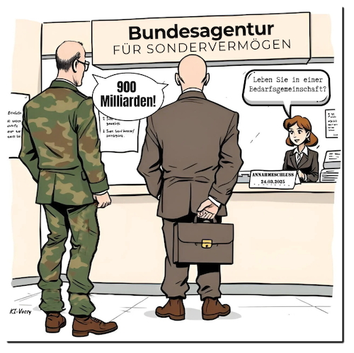 Cartoon: Sondervermögen (medium) by A Human tagged cdu,spd,afd,linke,grüne,ampel,deutschland,schuldenpaket,sondervermögen,grundgesetz,bundestag,sperrminorität,cdu,spd,afd,linke,grüne,ampel,deutschland,schuldenpaket,sondervermögen,grundgesetz,bundestag,sperrminorität