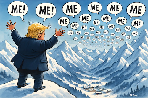 Cartoon: Trumps Echo (medium) by KI-Vossy tagged davos,2026,trump,potus,wef,business,politics,switzerland,spirit,dialogue,us,president,dominates,schweiz,geist,dialog,präsident,agenda,weltwirtschaftsforum,form,wirtschaftsforum,weltwirtschaft,wirtschaft,europa,eu,europe,me,weltordnung,world,order,kanada,canada,grönland,greenalnd,billion,dänen,denmark,dänemark,davos,2026,trump,potus,wef,business,politics,switzerland,spirit,dialogue,us,president,dominates,schweiz,geist,dialog,präsident,agenda,weltwirtschaftsforum,form,wirtschaftsforum,weltwirtschaft,wirtschaft,europa,eu,europe,me,weltordnung,world,order,kanada,canada,grönland,greenalnd,billion,dänen,denmark,dänemark