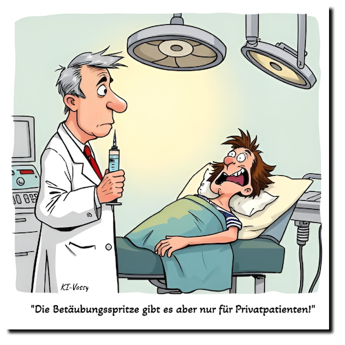 Cartoon: Zwei-Klassen-Medizin (medium) by A Human tagged medizin,deutschland,privat,krankenkasse,arzt,privatpatient,patient,kassenpatient,medizin,deutschland,privat,krankenkasse,arzt,privatpatient,patient,kassenpatient
