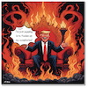 Cartoon: Hell of a color (small) by A Human tagged trump,usa,skin,haut,gesichtshaut,orange,präsident,licht,energiesparlampen,glanz,bulbs,harris,heaven,origin,hell