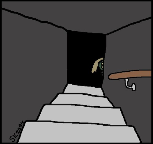 Cartoon: Keller des Grauens... (medium) by Kruscha1978 tagged horror,keller,dunkelheit,angst,furcht,monster,grusel,schauder,unbehaglichkeit