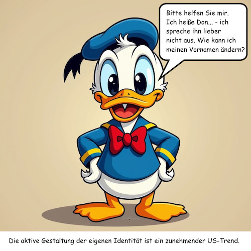 Cartoon: Aktive Identitätsgestaltung (medium) by ArtyFicial tagged ente,duck,donald,namen,änderung,identität