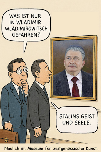 Cartoon: Der Ungeist ist der Zeitgeist (medium) by ArtyFicial tagged russland,putin,wladimir,wladimirowitsch,udssr,stalin,massenmord,genozid,hungertod,überfall,krieg,verderben,elend,geschichte,historie,rechtfertigung,großer,vaterländischer,ns,nationalsozialismus,wehrmacht,deutschland,polen,1939,september,ungeist,bildnis,des,dorian,gray,kriegsverbrechen,sowjetunion,der