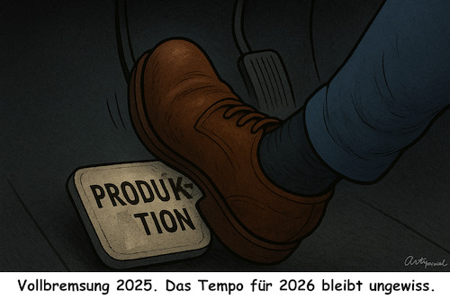Cartoon: STOP! and go? (medium) by ArtyFicial tagged stop,bremse,go,wirtschaft,produktion,wachstum,schulden,strohfeuer,konjunkturprogramm