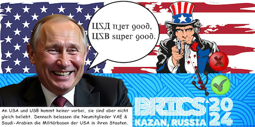 Cartoon: USA - USB (medium) by ArtyFicial tagged brics,gipfel,2024,kazan,usa