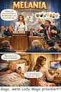 Cartoon: Gaga Lady Maga (small) by ArtyFicial tagged un,uno,sicherheitsrat,security,council,trump,melania,präsidentin,president,iran,kinder,bildung