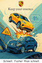 Cartoon: Imagewandel (small) by ArtyFicial tagged vw,volkswagen,porsche,gewinneinbruch,delle,umsatzrückgang,probleme,krise,2025,automobilbranche,elektrofahrzeuge