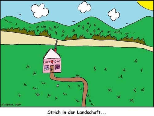 Cartoon: Strich in der Landschaft... (medium) by Kruscha tagged strich,landschaft,rotlicht,bordell,liebe,erotik,berge,bergland,gebirge,natur,prostitution