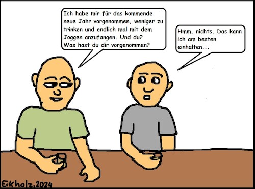 Cartoon: Neujahrsvorsätze... (medium) by Schnauzevoll tagged neujahr,vorsätze,männer,kneipenalltag,gesellschaft,psychologie,ernüchterung,euphorie