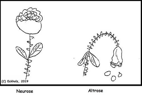 Cartoon: Neurose - Altrose... (medium) by SMK tagged neurose,altrose,psyche,seele,leiden,wortspiel,sprache