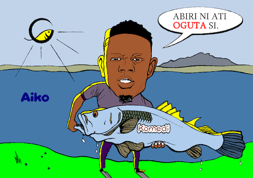 Cartoon: Hunger Heals Through Laughter (medium) by Aiko tagged terah,fish,west,nile,comedy