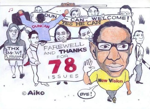 Cartoon: Wanyama Farewell (medium) by Aiko tagged the,standard,mukono