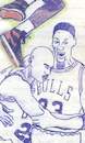 Cartoon: Jordan and Pippen (small) by Aiko tagged jordan,pippen,chicago,bulls