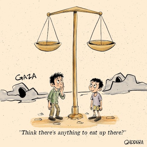 Cartoon: Anything to eat (medium) by Ahmad Qaddura tagged gaza