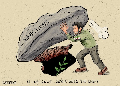 Cartoon: Syria sees the light. (medium) by Ahmad Qaddura tagged syria