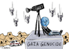 Cartoon: The genocide is still ongoing (small) by Ahmad Qaddura tagged gaza
