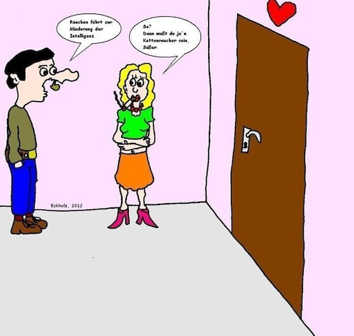 Cartoon: Die Risiken des Rauchens... (medium) by Kritzelchaot tagged risiken,rauchen,zigaretten,prostituierte,gesundheit,mann,frau,pause,rauch,dunst,iq,intelligenz,intelligenzminderung
