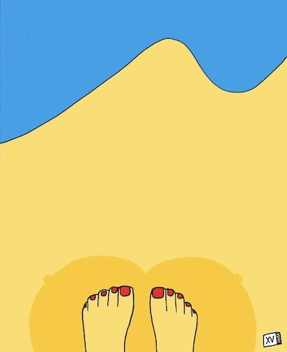 Cartoon: Boobs Shadow (medium) by Xisto Ventura tagged boobs,beach