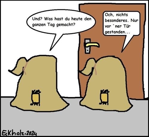 Cartoon: 2 Säcke... (medium) by Kritzeltonne tagged säcke,sprichwort,redensart,tür,sprache