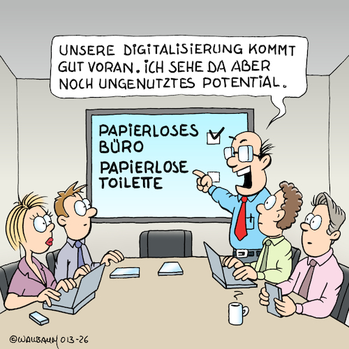 Cartoon: Digitalisierungspotential (medium) by Rovey tagged digitalisierung,it,prozesse,unternehmen,strategie,digitalstrategie,firma,unternehmenskultur,business,team,teamwork,work,arbeit,büro,meeting,conference,chef,boss,leadership,führung,leitung,führungskraft,manager,mitarbeiter,projekt,besprechung,whiteboard,idee,erklärung,erläuterung,ziel,ergebnis,toilette,klo,wc,projektziel,arbeitswelt,zusammenarbeit,potential,screen,präsentation,arbeitsleben,büroalltag,cartoon,illustration,zeichnung,hademade,noai,handgezeichnet,digitalisierung,it,prozesse,unternehmen,strategie,digitalstrategie,firma,unternehmenskultur,business,team,teamwork,work,arbeit,büro,meeting,conference,chef,boss,leadership,führung,leitung,führungskraft,manager,mitarbeiter,projekt,besprechung,whiteboard,idee,erklärung,erläuterung,ziel,ergebnis,toilette,klo,wc,projektziel,arbeitswelt,zusammenarbeit,potential,screen,präsentation,arbeitsleben,büroalltag,cartoon,illustration,zeichnung,hademade,noai,handgezeichnet