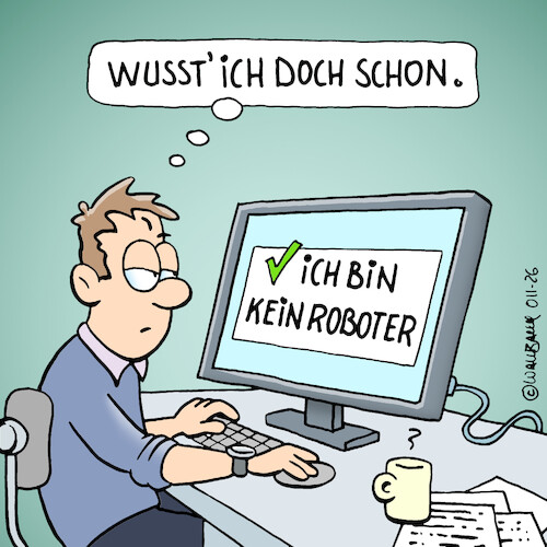 Cartoon: Kein Roboter (medium) by Rovey tagged mitarbeiter,angestellter,office,büro,kein,roboter,mensch,echte,person,reale,digitalisierung,captcha,bildcaptcha,sicherheit,test,prüfung,pc,computer,schreibtisch,web,internet,sicherheitsabfrage,websicherheit,onlinesicherheit,cybersicherheit,botschutz,ki,ai,cartoon,illustration,zeichnung,handmade,humanmade,handdrawn,handgezeichnet,ohneki,noai,mitarbeiter,angestellter,office,büro,kein,roboter,mensch,echte,person,reale,digitalisierung,captcha,bildcaptcha,sicherheit,test,prüfung,pc,computer,schreibtisch,web,internet,sicherheitsabfrage,websicherheit,onlinesicherheit,cybersicherheit,botschutz,ki,ai,cartoon,illustration,zeichnung,handmade,humanmade,handdrawn,handgezeichnet,ohneki,noai
