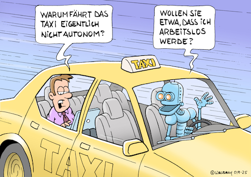 Cartoon: Robotaxi (medium) by Rovey tagged roboter,robotik,humanoid,automatisierung,arbeit,arbeitslosigkeit,jobverlust,arbeitsmarkt,arbeitsplatz,arbeitswelt,autonomes,digitalisierung,futureofmobility,futureofdriving,fahren,taxi,robotaxi,fahrgast,taxifahrer,auto,autofahren,fahrzeug,autonom,ki,ai,künstliche,inteligenz,urbanmobility,zukunft,future,gesellschaft,cartoon,illustration,roboter,robotik,humanoid,automatisierung,arbeit,arbeitslosigkeit,jobverlust,arbeitsmarkt,arbeitsplatz,arbeitswelt,autonomes,digitalisierung,futureofmobility,futureofdriving,fahren,taxi,robotaxi,fahrgast,taxifahrer,auto,autofahren,fahrzeug,autonom,ki,ai,künstliche,inteligenz,urbanmobility,zukunft,future,gesellschaft,cartoon,illustration