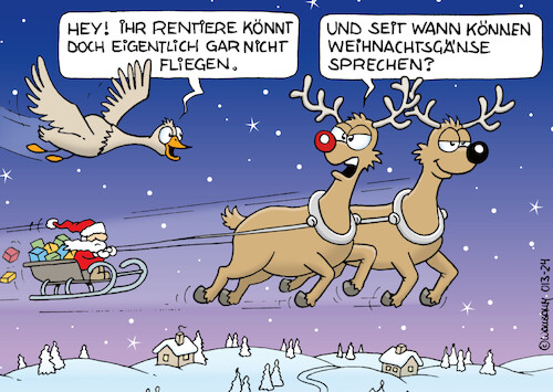 Cartoon: Tierische Weihnachten (medium) by Rovey tagged rentiere,weihnachtsgans,gans,zugvogel,weihnachten,weihnachtszeit,schneelandschaft,weihnachtsmann,rudolph,rednose,fliegen,heiligabend,bescherung,geschenke,schlitten,santa,claus,dezember,winterlandschaft,winter,weihnachtsfest,christmas,xmas,cartoon,illustration,rentiere,weihnachtsgans,gans,zugvogel,weihnachten,weihnachtszeit,schneelandschaft,weihnachtsmann,rudolph,rednose,fliegen,heiligabend,bescherung,geschenke,schlitten,santa,claus,dezember,winterlandschaft,winter,weihnachtsfest,christmas,xmas,cartoon,illustration