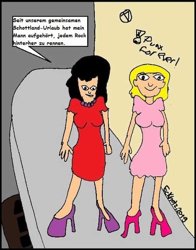 Cartoon: Erziehungsurlaub... (medium) by Kritzelklops tagged erziehungsurlaub,schottland,kilt,röcke,frauen,ehe,reisen