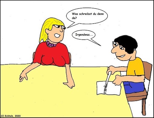 Cartoon: Irgendwas... (medium) by Kritzelklops tagged irgendwas,mann,frau,ehe,schreiben,sprache