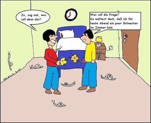 Cartoon: Schnecken... (medium) by Kritzelklops tagged missverständnis,schnecken,jungen,internat,mädchen,tiere,zimmer,schule,bildung,gesellschaft