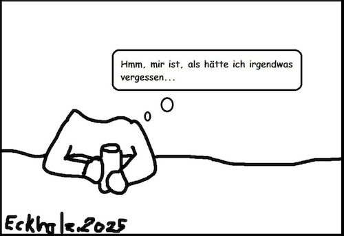Cartoon: Vergesslichkeit... (medium) by Kritzelklops tagged kopflosigkeit,vergesslichkeit,absurd,nonsens,quatsch,blödsinn,kneipenleben,nervosität,psychologie,kopfleere