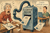 Cartoon: AI vs. Traditional Cartooning (small) by PoliticoLoco tagged aiart,theftofart,creativeplagiarism,promptpiracy,deathofauthorship,algorithmiclaundering,artisticdisplacement
