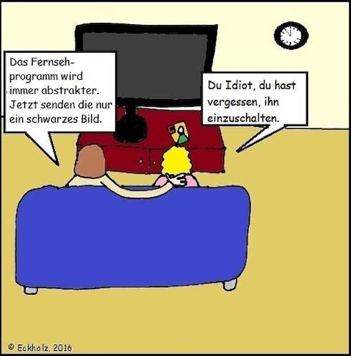 Cartoon: Abstraktes Fernsehprogramm... (medium) by Sven78 tagged honk,tv,rundfunk,mann,frau,gesellschaft,abstrakt