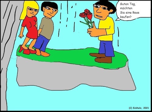 Cartoon: Absturz... (medium) by Sven78 tagged rosenverkäufer,männer,frau,absturz,fall,abwärts,gesellschaft,unfall