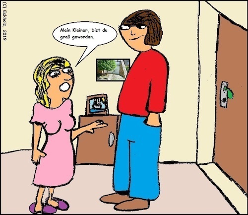 Cartoon: Der große Kleine... (medium) by Brillenträger tagged groß,kleiner,mutter,sohn,mutterliebe,familie