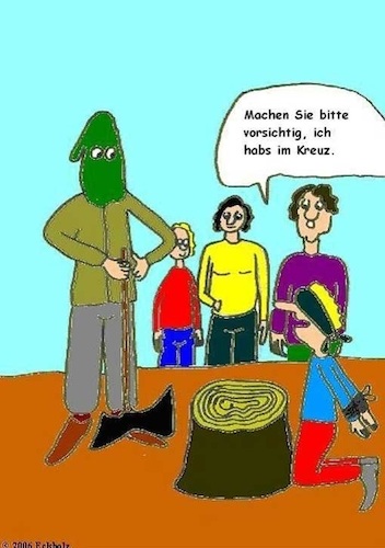 Cartoon: Der letzte Wunsch... (medium) by Brillenträger tagged richter,henker,schmerzen,rückenschmerzen,todesstrafe,scharfrichter,männer