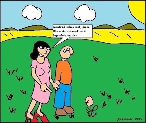 Cartoon: Ähnlichkeit... (medium) by Stiftquäler78 tagged mann,frau,ehe,ähnlichkeit,arsch,hintern,po,blume,landschaft,liebe,zärtlichkeit,arschblume,wiese