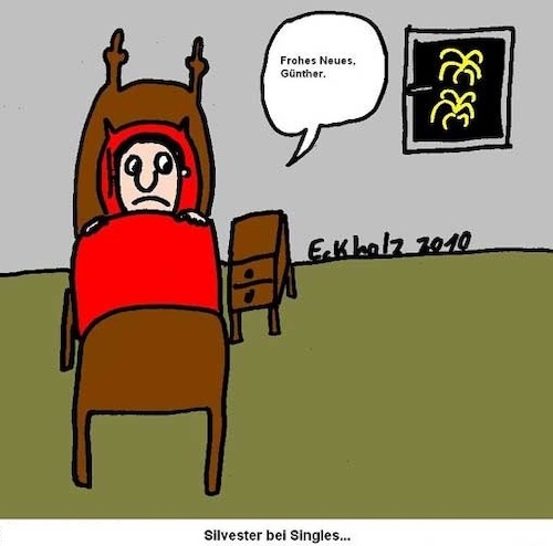 Cartoon: Silvester bei Singles... (medium) by Stiftquäler78 tagged single,mann,einsamkeit,silvester,junggeselle