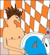 Cartoon: Ohne Worte (small) by Stiftquäler78 tagged waschbecken,hai,horror,schock,mann